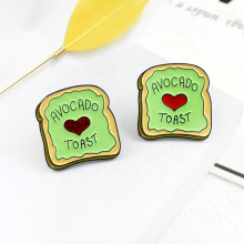 Butter bread with English alphabet style cartoon custom imitation enamel badge factory direct metal lapel pin